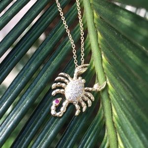 Solid 14k diamond, ruby and amethyst necklace